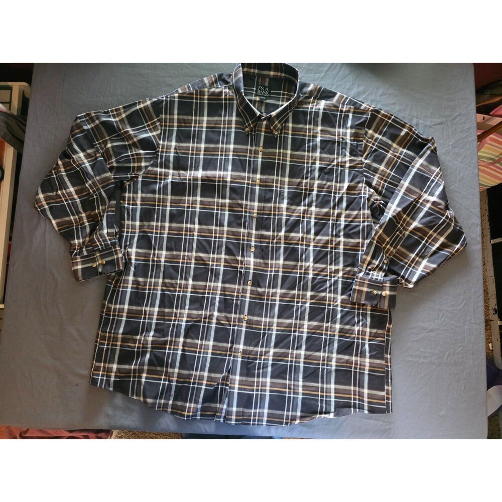 Jos. A. Bank Traveler's Collection Plaid Long Sleeve Button-Down Shirt XXL NWOT